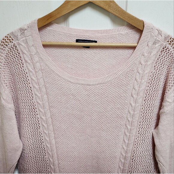 American Eagle Sweater Womens M Pink Ombre Wool Blend Soft Long Sleeve Pullover - Picture 3 of 10